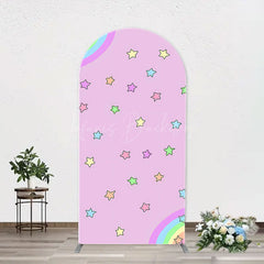 Lofaris Pink Rainbow Stars Colorful Arch Birthday Backdrop