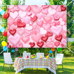 Lofaris Pink Red Love Heart Romantic Valentines Day Backdrop