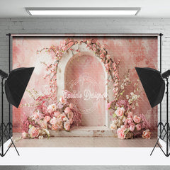 Lofaris pink retro abstract wall arch floral Wedding Backdrop