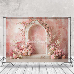 Lofaris pink retro abstract wall arch floral Wedding Backdrop