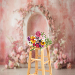 Lofaris pink retro abstract wall arch floral Wedding Backdrop