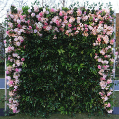 Lofaris Pink Rose Faux Floral Wall Backdrop For Wedding Photo