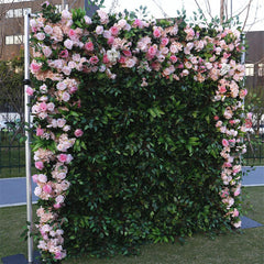 Lofaris Pink Rose Faux Floral Wall Backdrop For Wedding Photo