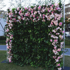 Lofaris Pink Rose Faux Floral Wall Backdrop For Wedding Photo