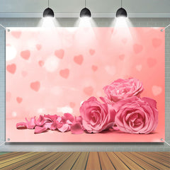 Lofaris Pink Rose Petals Heart Bokeh Valentines Day Backdrop