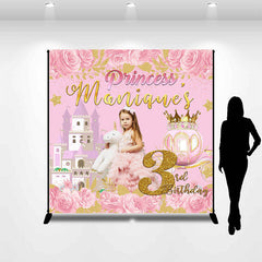 Lofaris Pink Rose Princess Castle Custom 3rd Birthday Backdrop