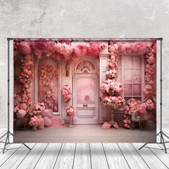 Lofaris Pink Rose Vases Boutique Door Photo Booth Backdrop