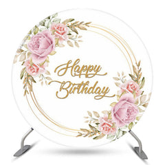 Lofaris Pink Roses Boho Circle Backdrop For Birthday Party