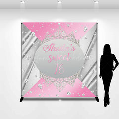 Lofaris Pink Silver Crown Custom Sweet 16 Birthday Backdrop