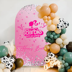 Lofaris Pink Silver Diamonds Birthday Party Arch Backdrop