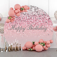 Lofaris Pink Silver Glitter Bokeh Round Birthday Backdrop