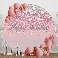 Lofaris Pink Silver Glitter Bokeh Round Birthday Backdrop