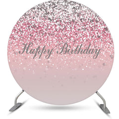 Lofaris Pink Silver Glitter Bokeh Round Birthday Backdrop