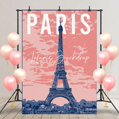 Lofaris Pink Sky Cloud Eiffel Tower Paris Birthday Backdrop