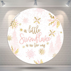 Lofaris Pink Snowflake Round Baby Shower Backdrop For Girl