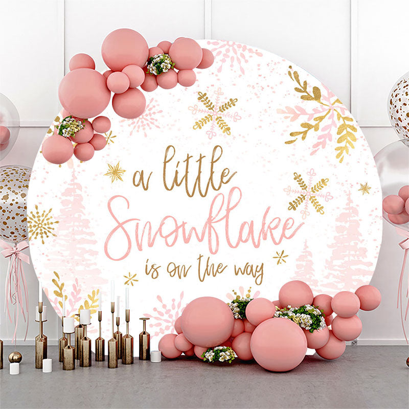 Lofaris Pink Snowflake Round Baby Shower Backdrop For Girl