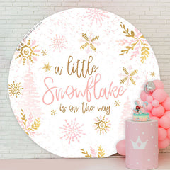 Lofaris Pink Snowflake Round Baby Shower Backdrop For Girl