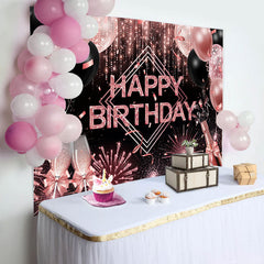 Lofaris Pink Sparkle Balloons Cheers Girls Birthday Backdrop