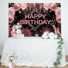 Lofaris Pink Sparkle Balloons Cheers Girls Birthday Backdrop