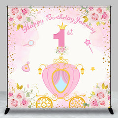 Lofaris Pink Spring Floral Carriage Custom Birthday Backdrop