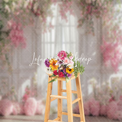 Lofaris Pink Spring Floral Retro White Wall Wedding Backdrop