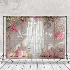 Lofaris Pink Spring Floral Retro White Wall Wedding Backdrop