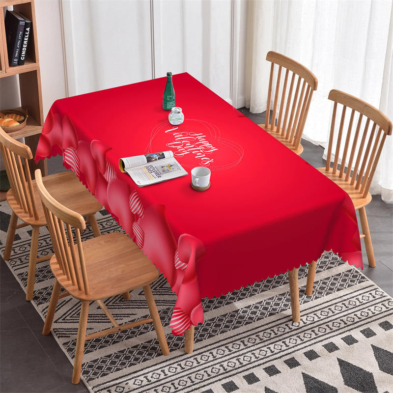 Lofaris Pink Stripe Hearts Red Tablecloth For Valentines Decor