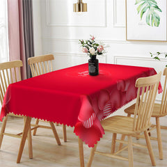 Lofaris Pink Stripe Hearts Red Tablecloth For Valentines Decor