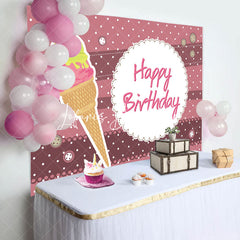 Lofaris Pink Stripe Ice Cream Birthday Backdrop For Girls