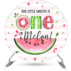 Lofaris Pink Stripe One In A Melon Round Birthday Backdrop