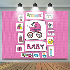 Lofaris Pink Stroller Infant Kit Sticker Baby Shower Backdrop