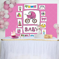 Lofaris Pink Stroller Infant Kit Sticker Baby Shower Backdrop