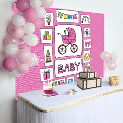 Lofaris Pink Stroller Infant Kit Sticker Baby Shower Backdrop