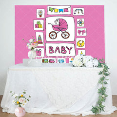 Lofaris Pink Stroller Infant Kit Sticker Baby Shower Backdrop