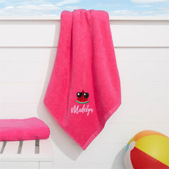 Lofaris Pink Tasty Fruits Embroidered Holiday Beach Towel