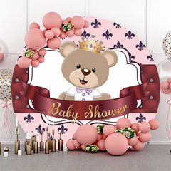 Lofaris Pink Teddy Bear Girl Baby Shower Round Backdrop