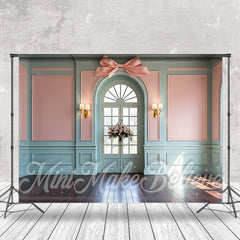 Lofaris Pink Tiffany Blue Window Retro Wall Photography Backdrop