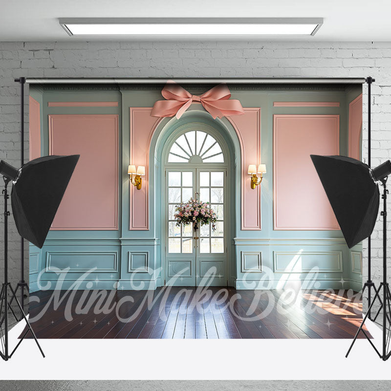 Lofaris Pink Tiffany Blue Window Retro Wall Photography Backdrop