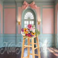 Lofaris Pink Tiffany Blue Window Retro Wall Photography Backdrop