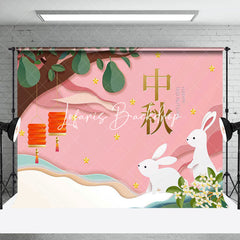 Lofaris Pink Trees Jade Rabbit Mid Autumn Festival Backdrop