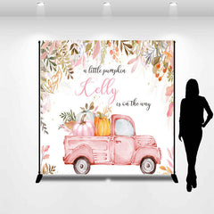 Lofaris Pink Truck Little Pumpkin Custom Baby Shower Backdrop