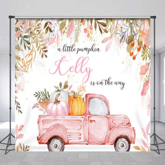 Lofaris Pink Truck Little Pumpkin Custom Baby Shower Backdrop