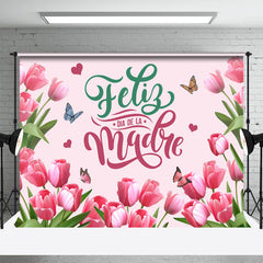 Lofaris Pink Tulip Flower Dia De Madre Mothers Day Backdrop