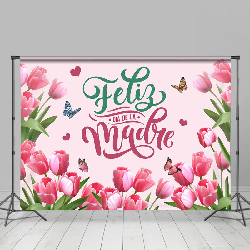 Lofaris Pink Tulip Flower Dia De Madre Mothers Day Backdrop