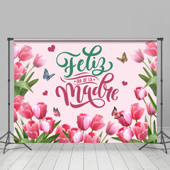 Lofaris Pink Tulip Flower Dia De Madre Mothers Day Backdrop