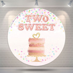 Lofaris Pink Two Sweet Cake Round 2nd Birthday Backdrop