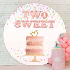 Lofaris Pink Two Sweet Cake Round 2nd Birthday Backdrop