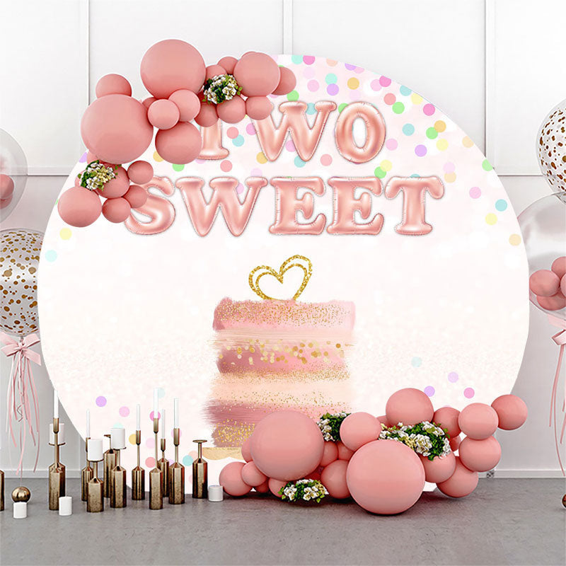 Lofaris Pink Two Sweet Cake Round 2nd Birthday Backdrop