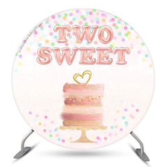 Lofaris Pink Two Sweet Cake Round 2nd Birthday Backdrop