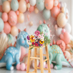 Lofaris Pink Wall Balloon Dinosaurs Boho Cake Smash Backdrop